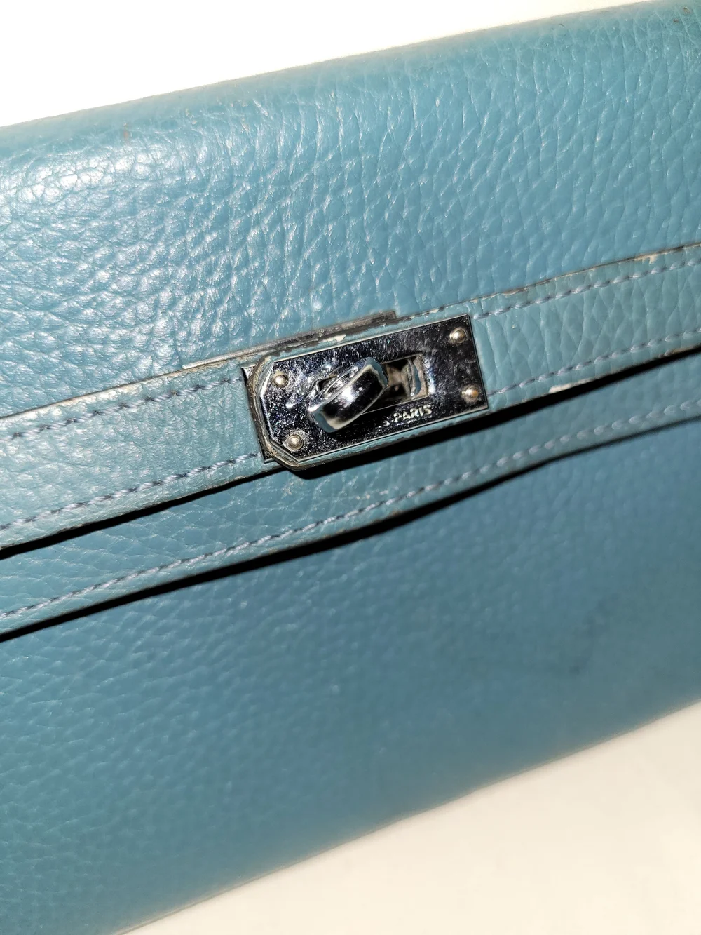 Pebbled Leather Fashion Clutch Wallet - Blue